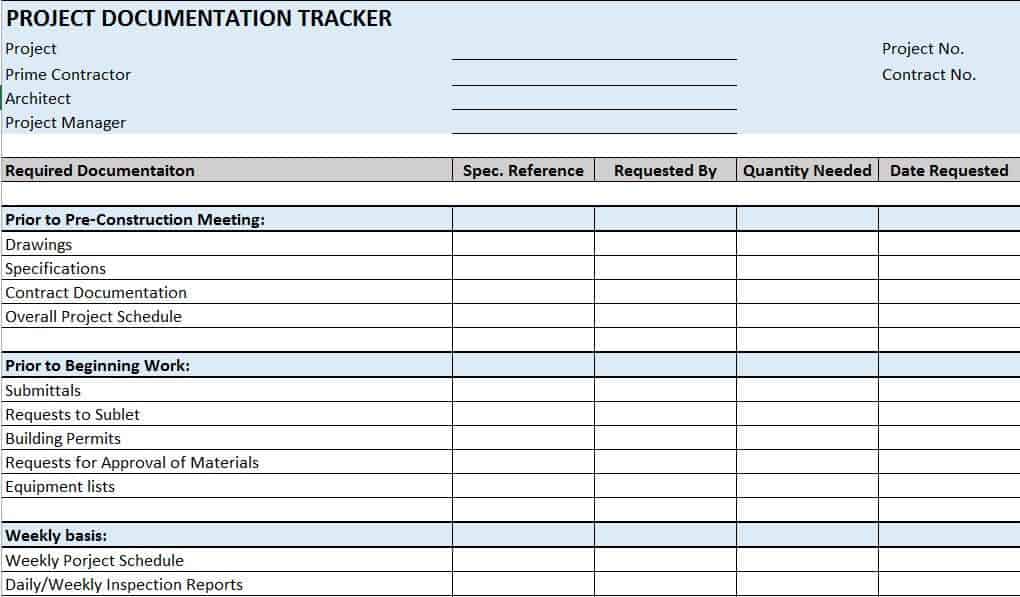 Construction Document Tracker Template