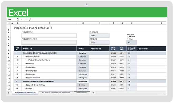 project plan template excel